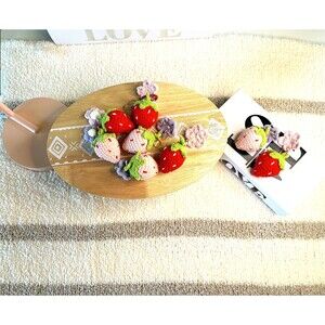 Crochet strawberry stitch Keychain with Amigurumi Crochet flower handmade gift